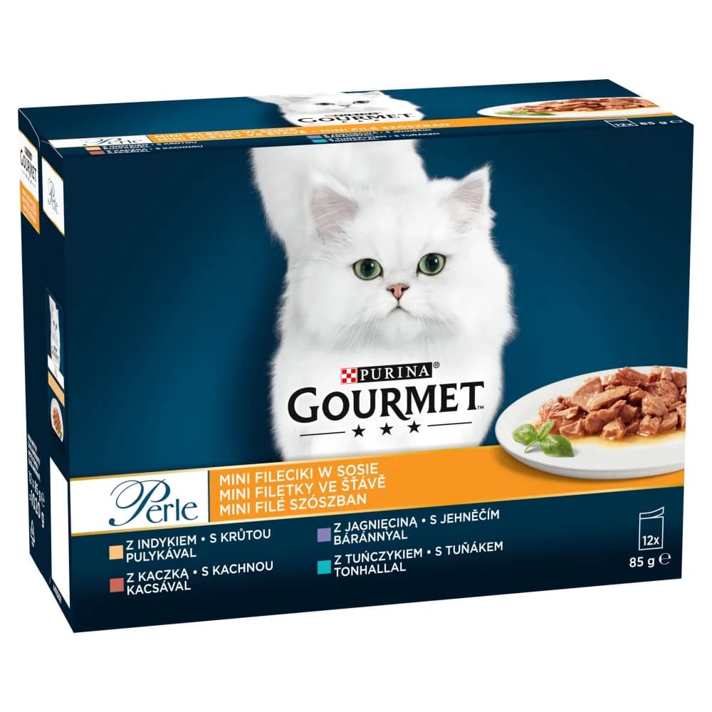 Purina GOURMET PERLE indyk, kurczak, tuńczyk, jagnięcina w sosie 12 × 85 g