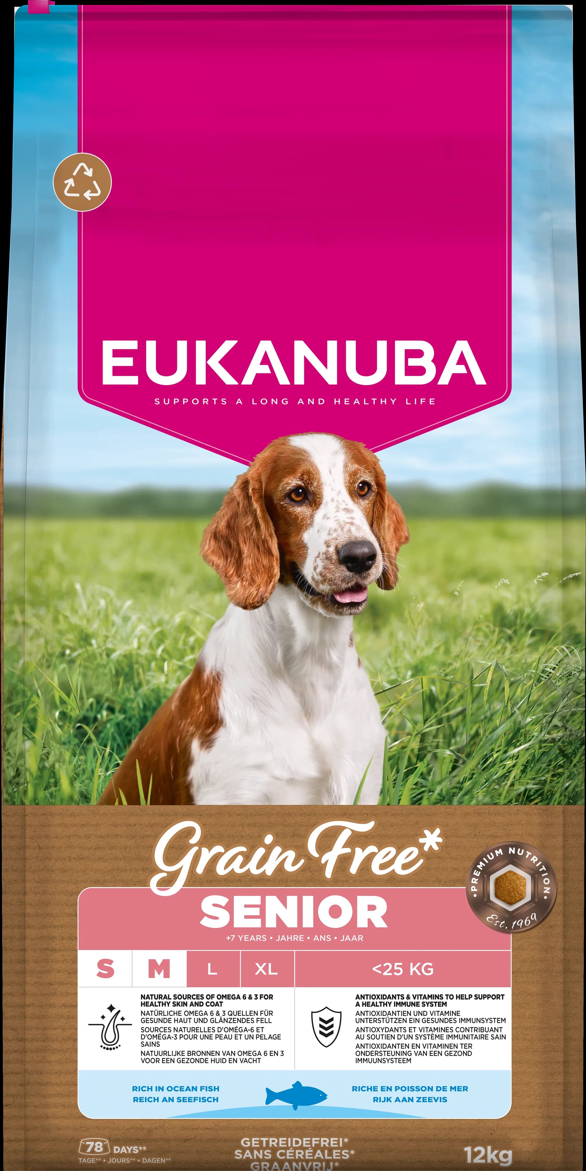 Eukanuba Grain Free Sucha karma dla psa rasy małe i średnie z rybą 12 kg
