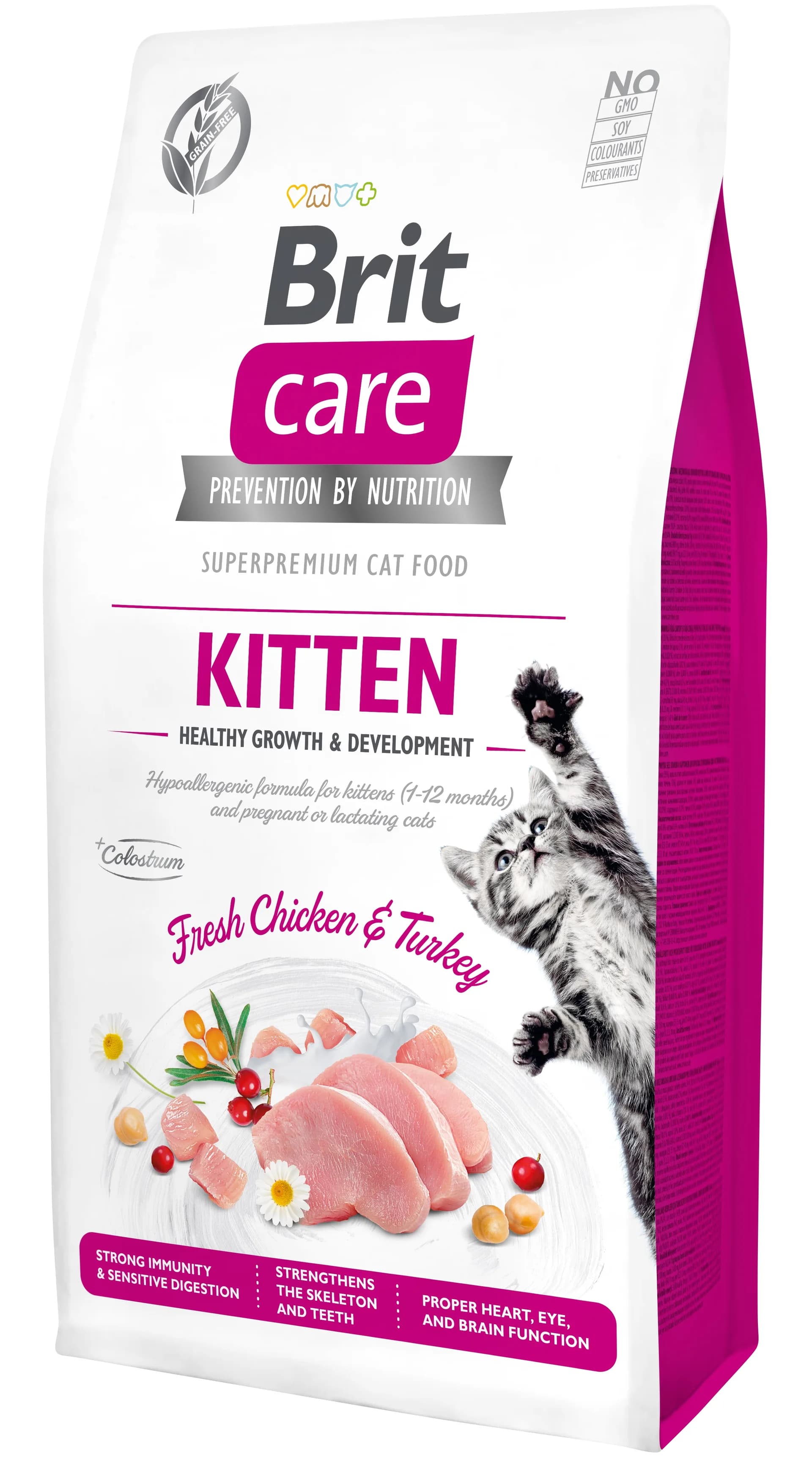 Brit Care Cat Grain Free Kitten Healthy Growth Chicken & Turkey sucha karma dla kociąt z kurczakiem i indykiem
