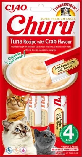INABA CAT CHURU TUNA WITH CRAB FLAVOUR 4 × 14 g