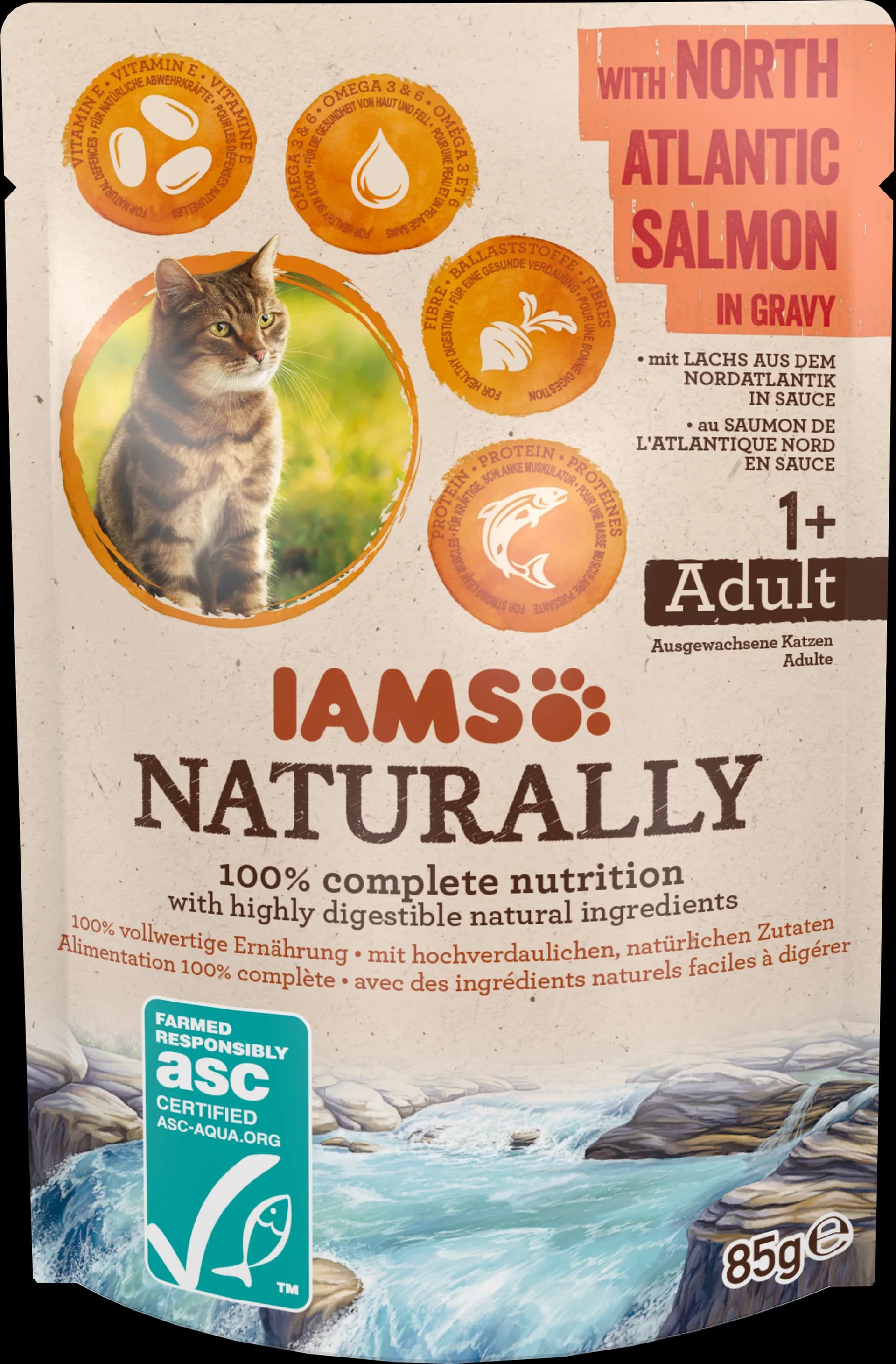 IAMS Naturally Adult Cat with North Atlantic Salmon in Gravy 85 g