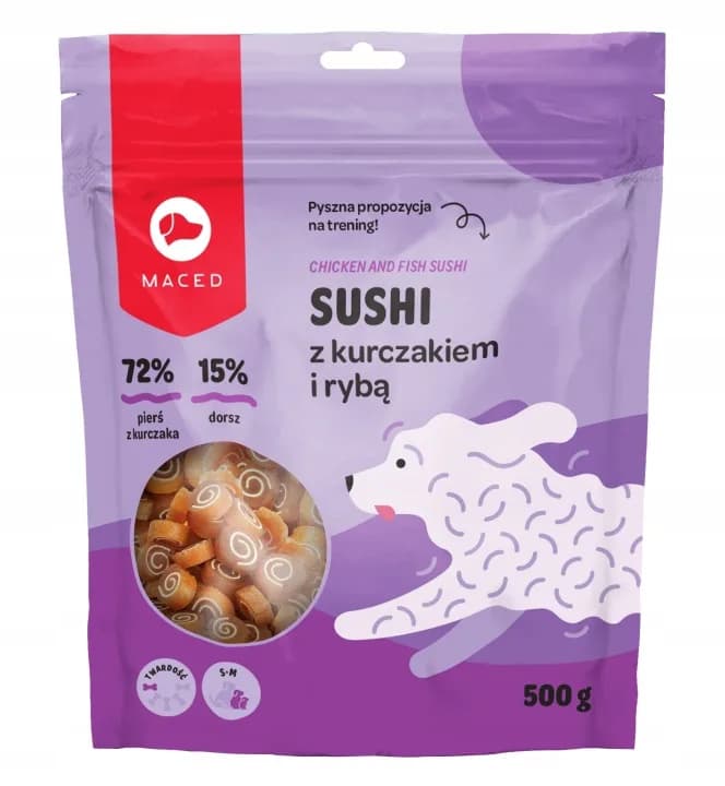 Przysmaki dla Psów Sushi z Kurczakiem i Rybą MACED Smakołyki Smaczki 500 g