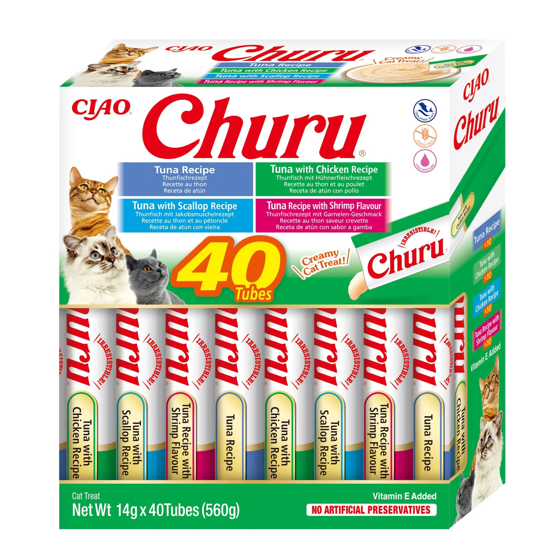 INABA CAT CHURU VARIETIES TUNA SEAFOOD 40 × 14 g (560 g)