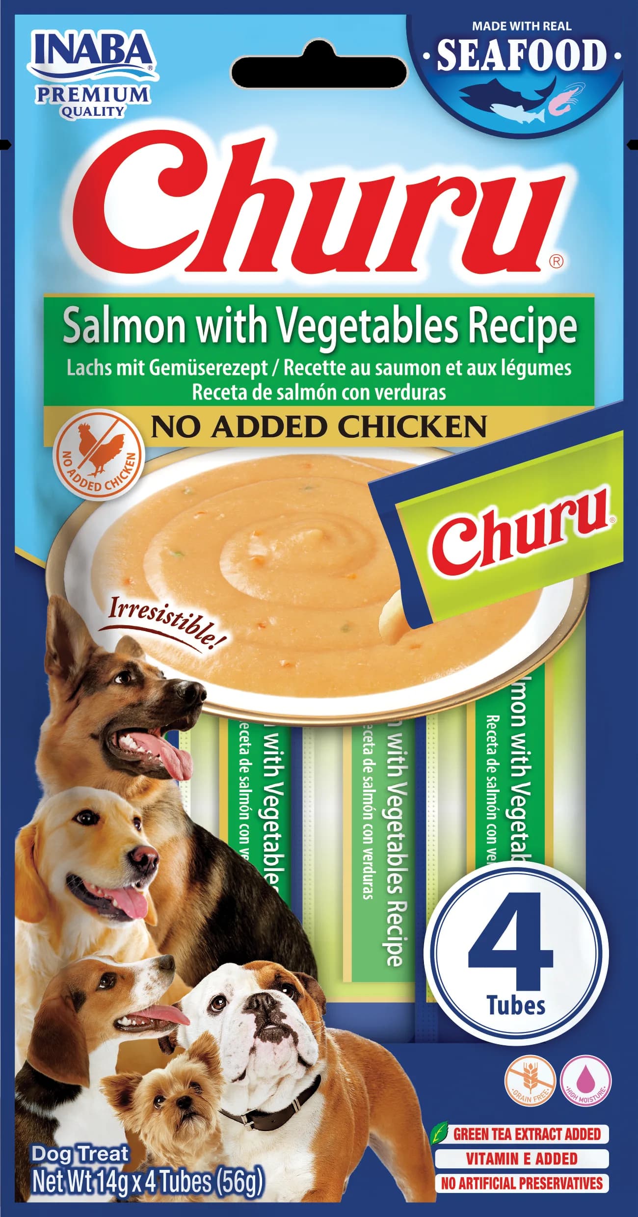 Inaba Dog Churu przysmak dla psa formuła z łososiem i warzywami 4 × 14 g