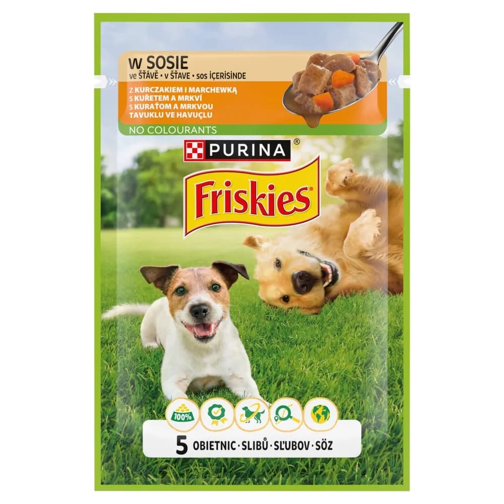 Friskies Adult - karma mokra z kurczakiem i marchewką w sosie dla dorosłych psów 85 g