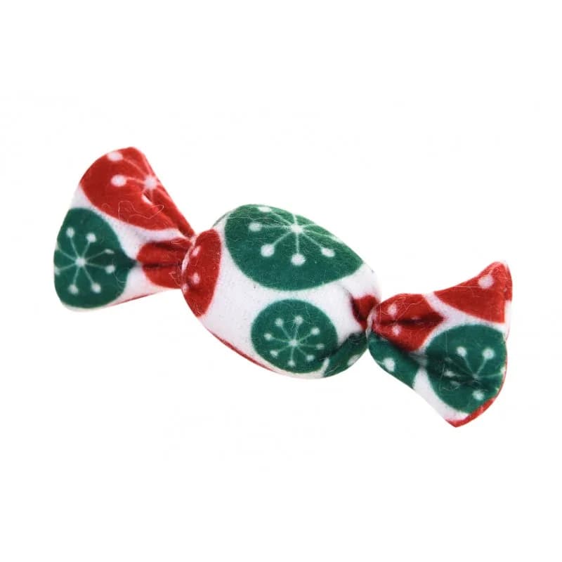Barry King Zabawka dla kota cukierek pluszowy czerwone/zielone kwiaty 4 × 9 cm