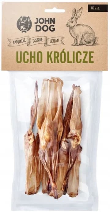 GRYZAK NATURALNY ucho królicze dla psa John Dog 10 sztuk