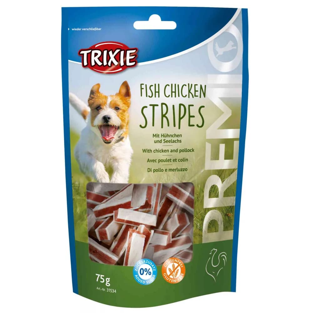 Trixie Przekąski dla psa PREMIO Stripes - kurczak z mintajem - różna waga 75 g