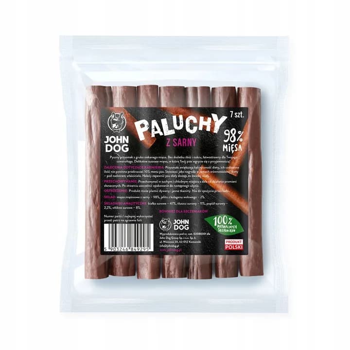 John Dog przysmak paluchy z sarny 7 szt 98% mięsa