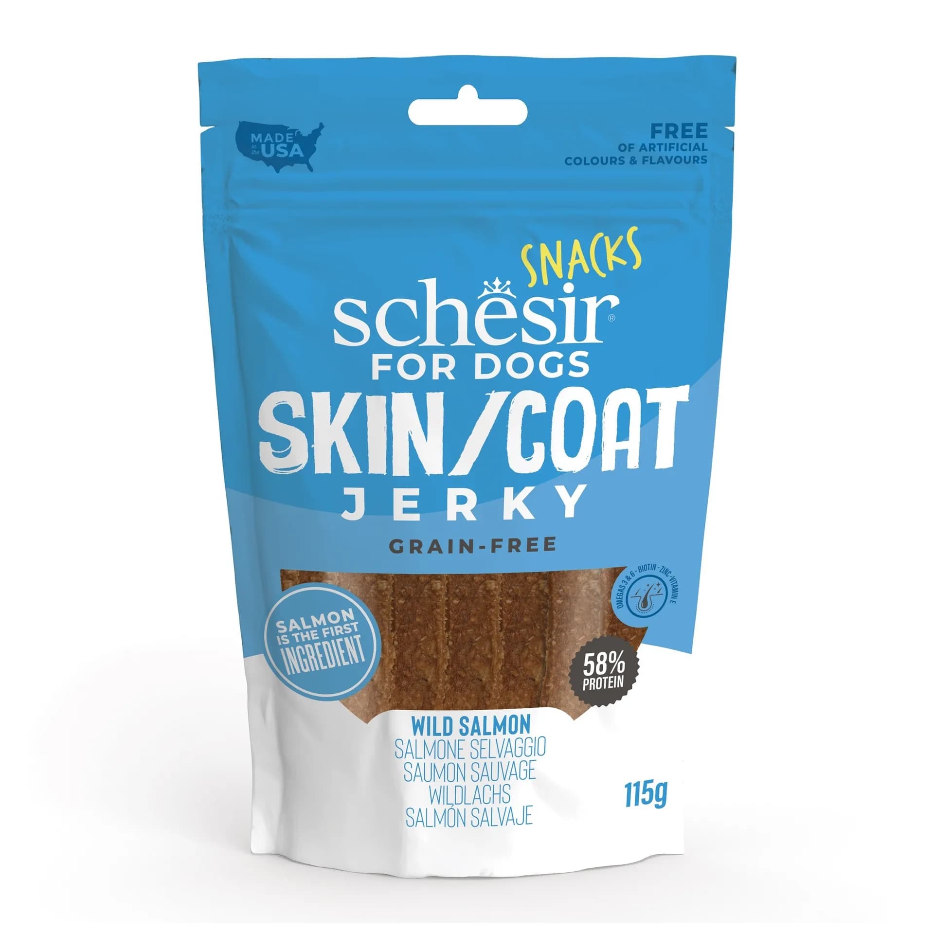 Schesir Skin Coat przysmak dla psa suszony łosoś 115 g