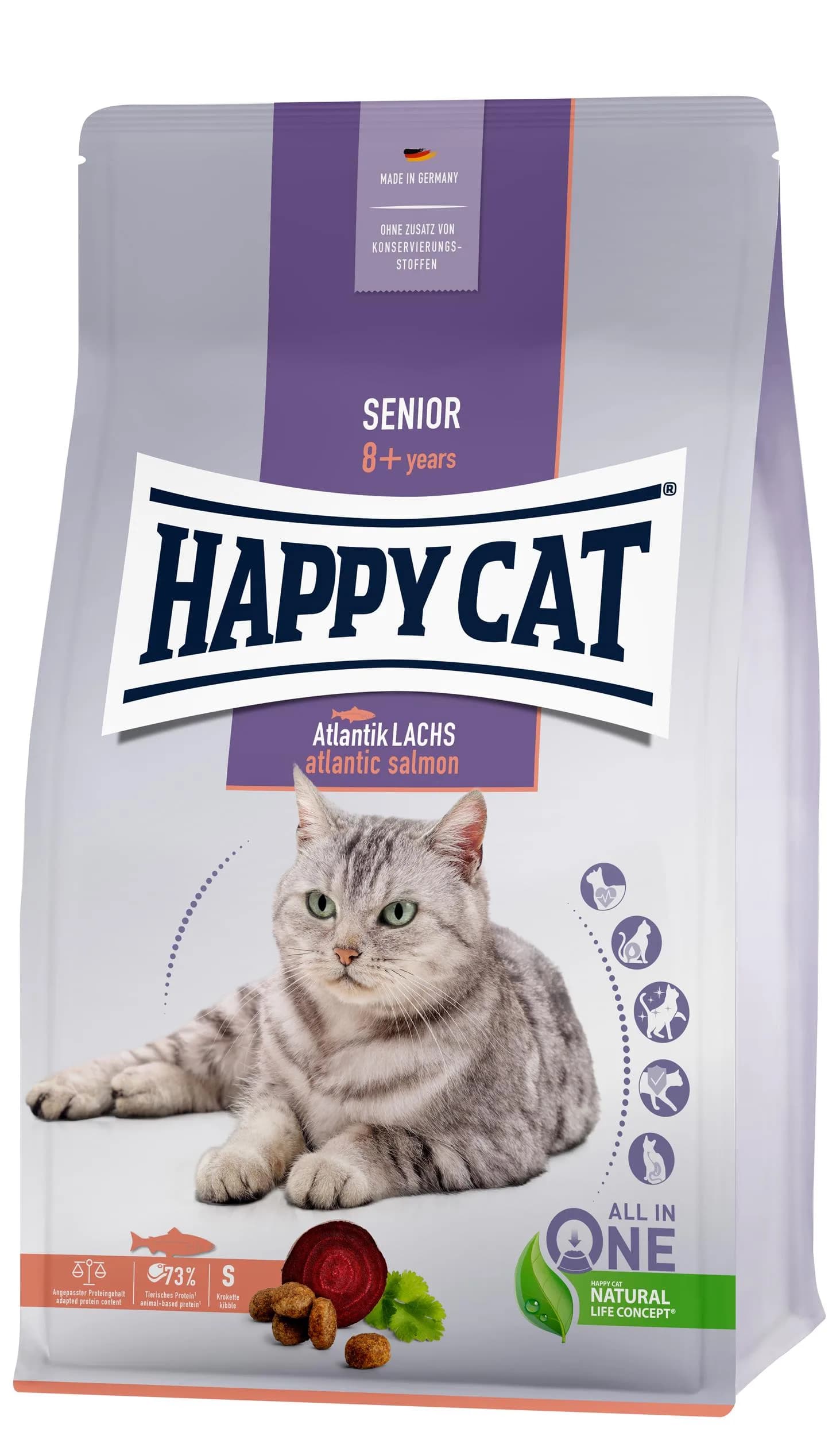 Happy Cat Senior Atlantic Salmon sucha karma dla kotów pow. 8 roku życia łosoś