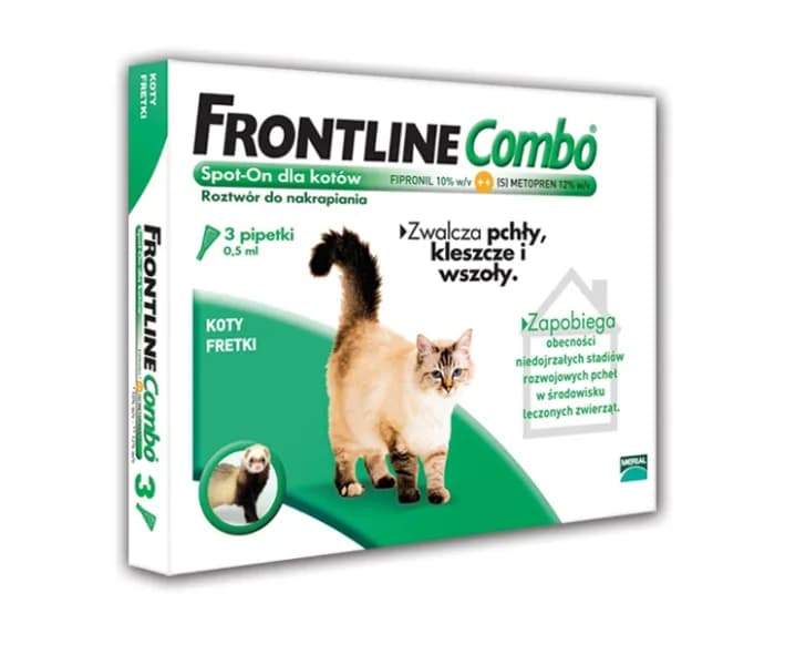 FRONTLINE Combo Spot-On - roztwór do nakrapiania dla kota i fretki 3 × 0,5 ml