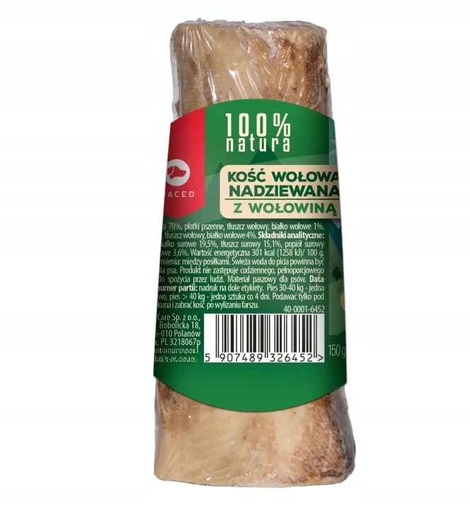 Przysmak dla Psa Kość Nadziewana Wołowiną 100% Natura MACED 150 g