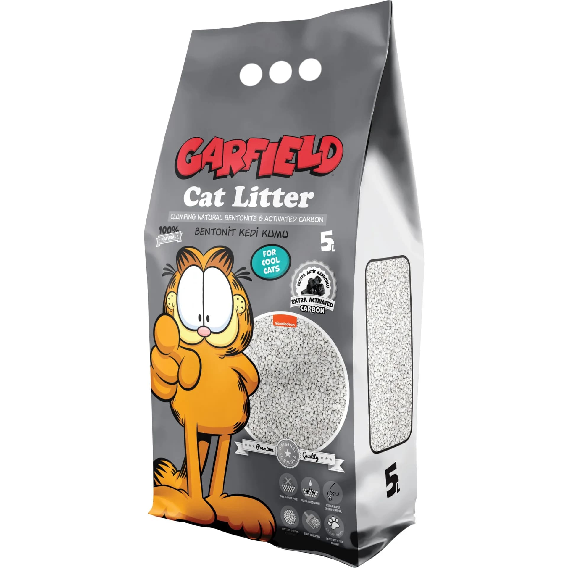 Garfield żwirek bentonit dla kota z węglem aktywnym - różna pojemność 5 l