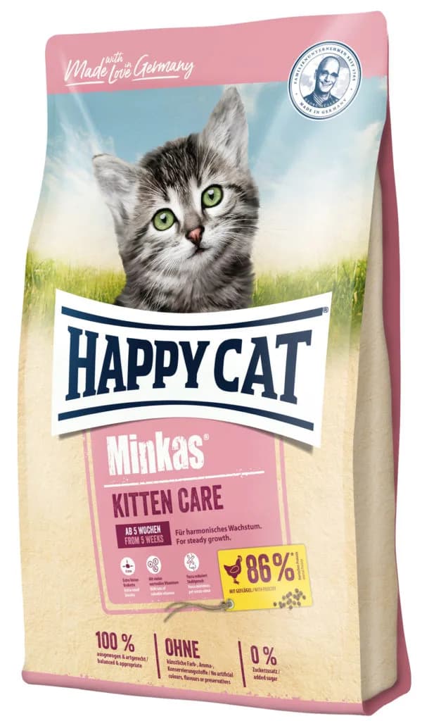 Happy Cat Sucha karma MINKAS KITTEN Care z drobiem dla kota - różna waga 1,5 kg