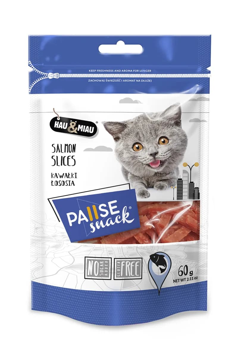 Hau&Miau Pausesnack przysmak dla kota kawałki łososia 60 g