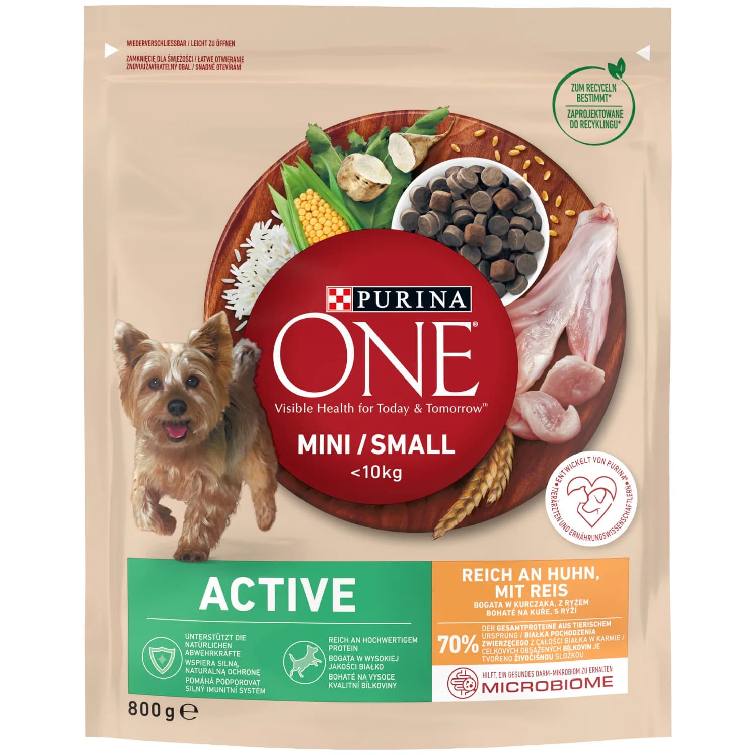 PURINA ONE Mini Active Karma dla psów bogata w kurczaka z ryżem 800 g - różne warianty 800 g