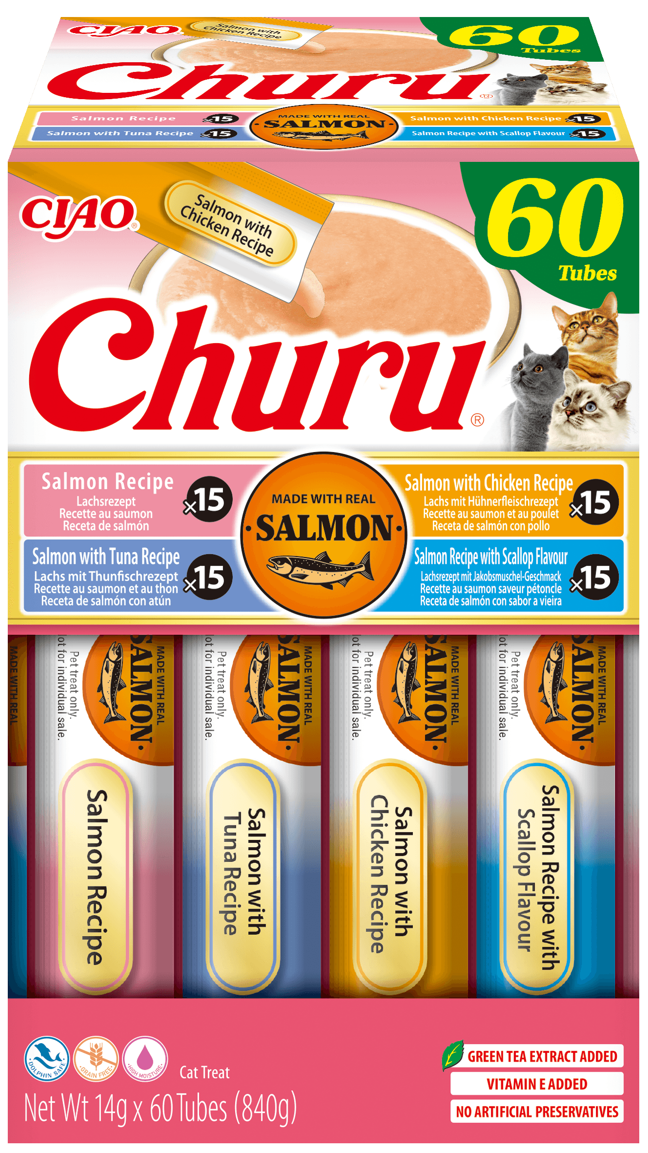 Inaba Cat Churu 60P Churu Salmon 60 × 14 g (840 g)