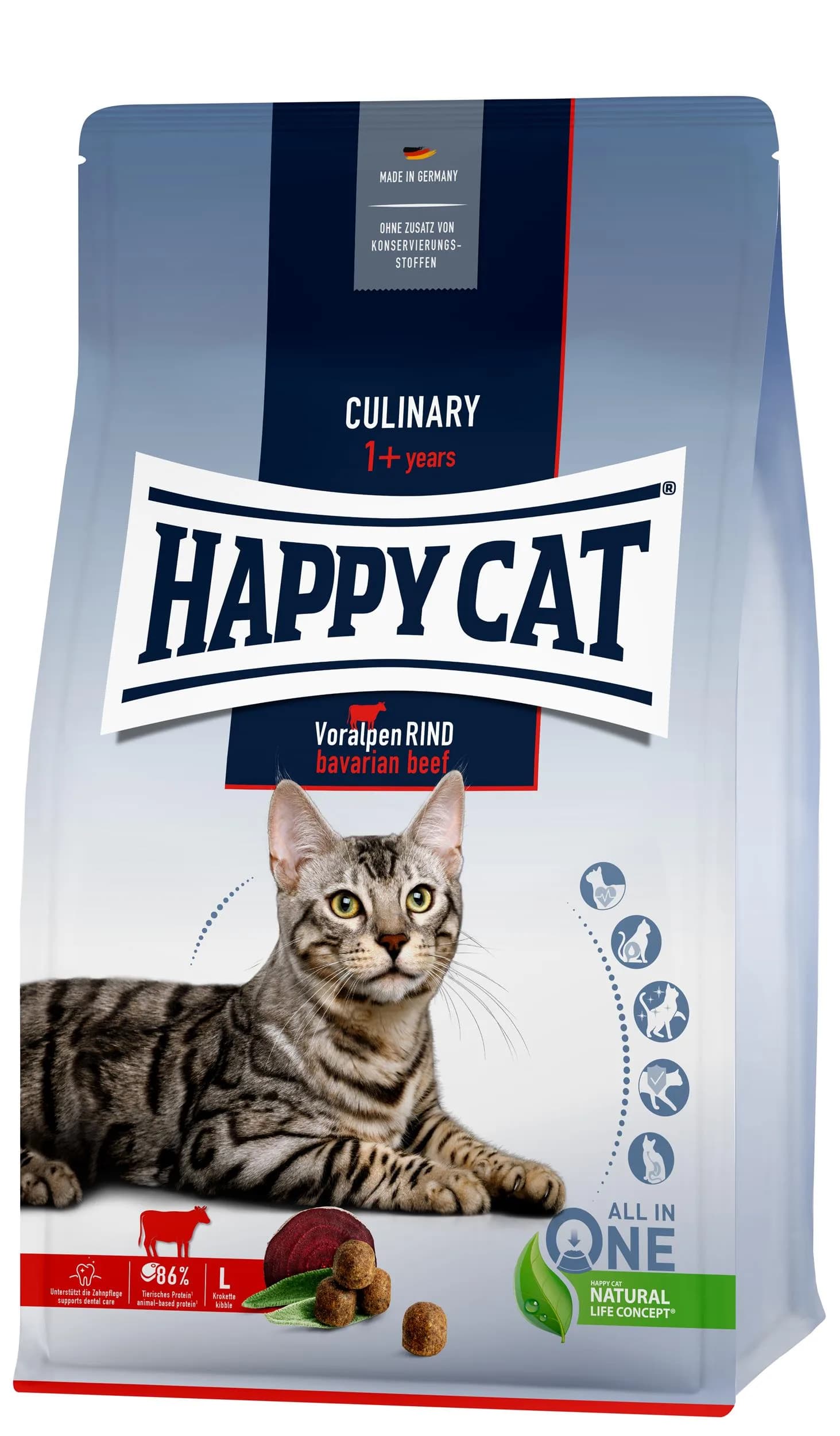 HappyCat Culinary Bavarian Beef, sucha karma, dla kotów wołowina bawarska