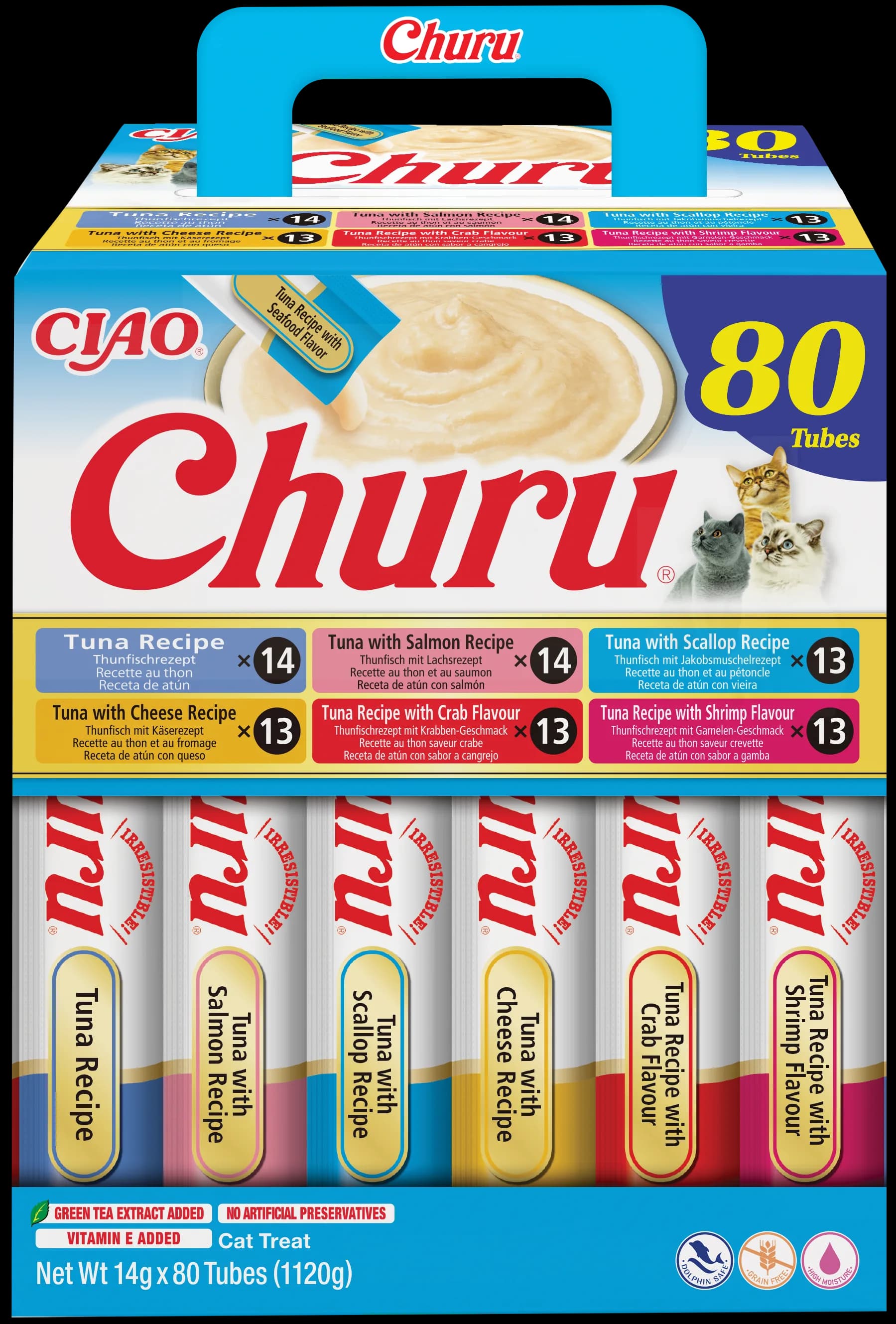 INABA Churu 80P Uzupełniająca karma dla kotów mix przysmaków z tuńczykiem 80 × 14 g