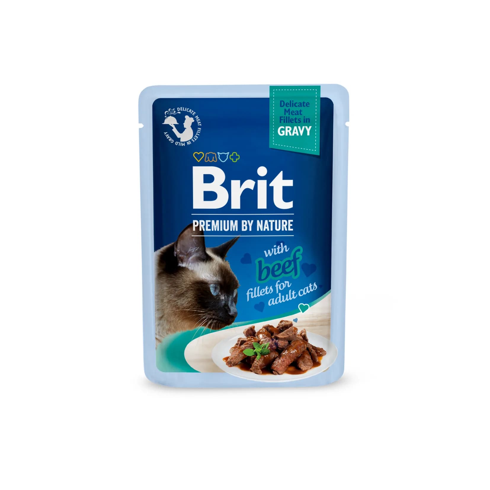 Brit POUCH 85 g GRAVY FILLETS WITH BEEF dla Kota