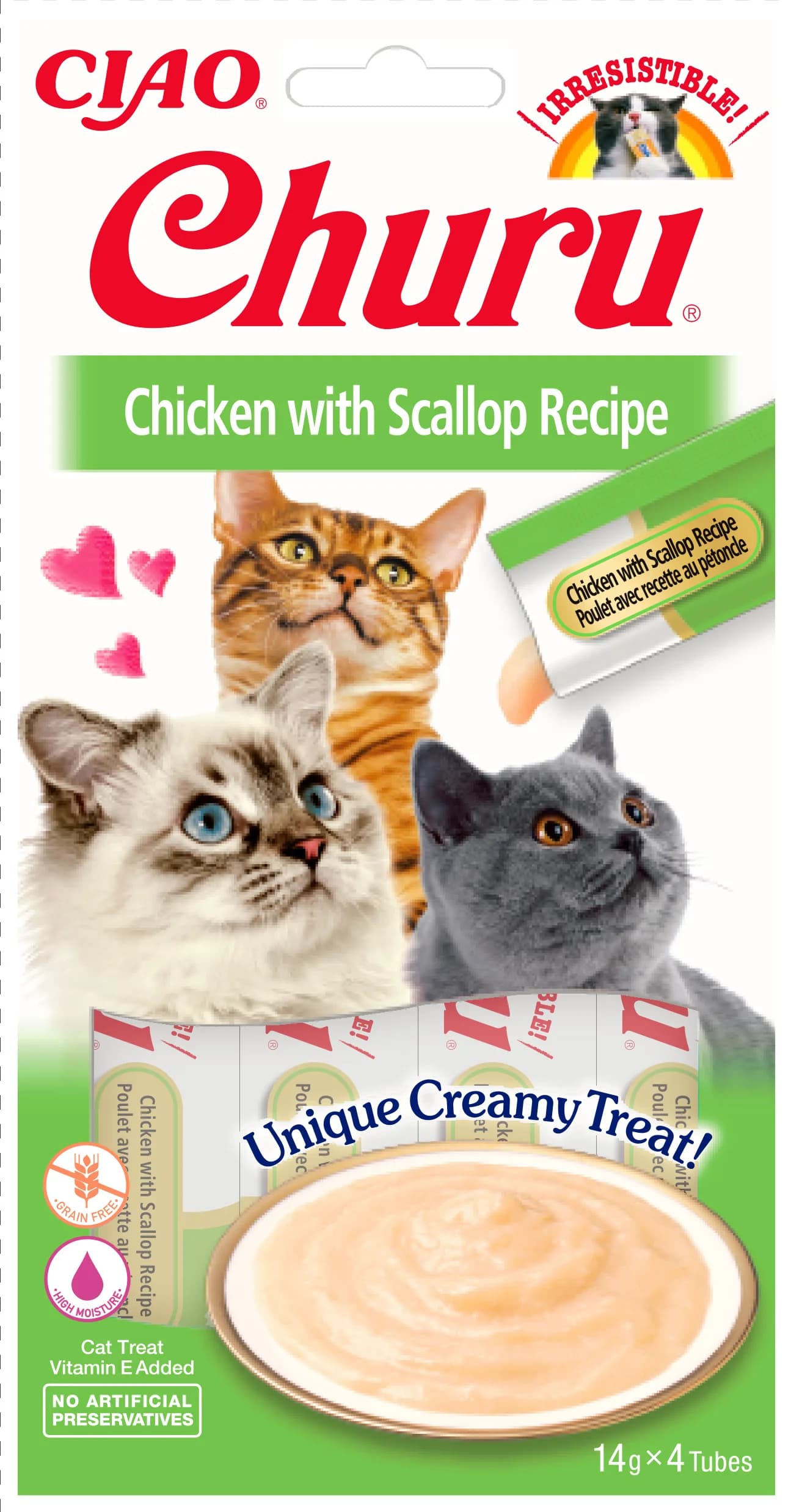 INABA CAT CHURU CHICKEN WITH SCALLOP 4 × 14 g
