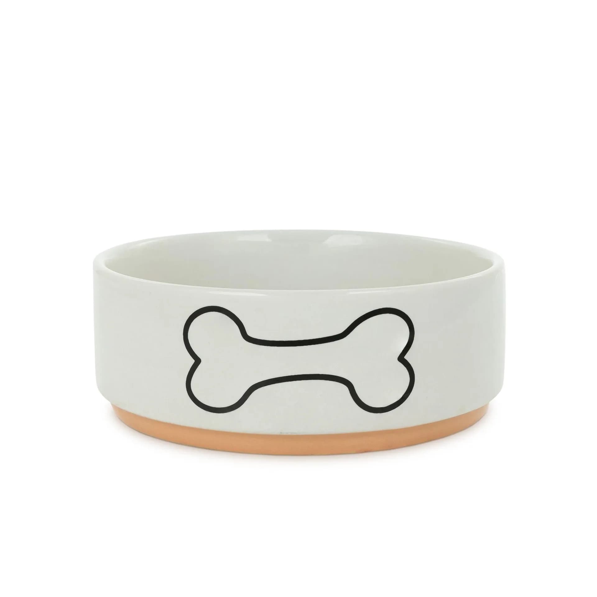 Ceramiczna biała miska dla psa na podstawce,15 cm