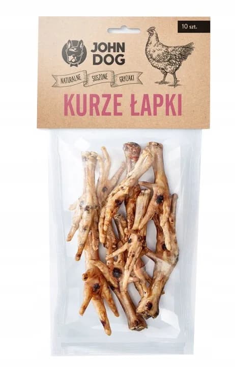 JOHN DOG ŁAPKI KURZE SUSZONE GRYZAKI OPAKOWANIE 10 szt.