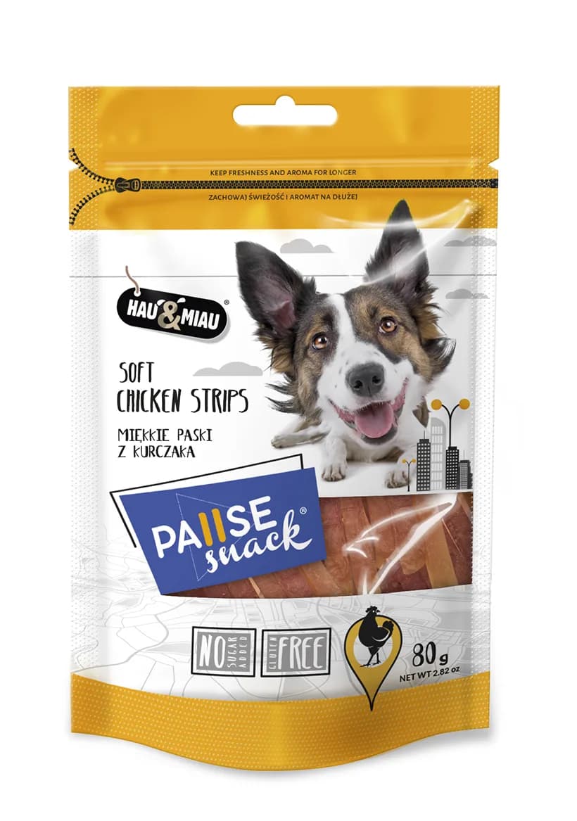 Hau&Miau Pausesnack przysmak dla psa miękkie paski z kurczaka 500 g