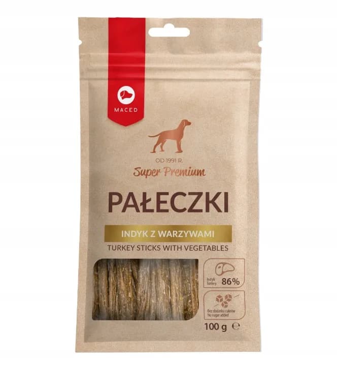 Przysmaki dla Psów Pałeczki Indyk z Warzywami Smakołyki Smaczki MACED 100 g
