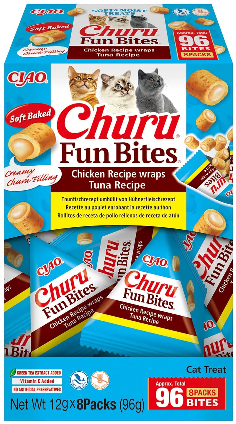 INABA CAT FUN BITES Kurczak i tuńczyk – Miękkie kąski dla kota 8 × 12 g (96 g)