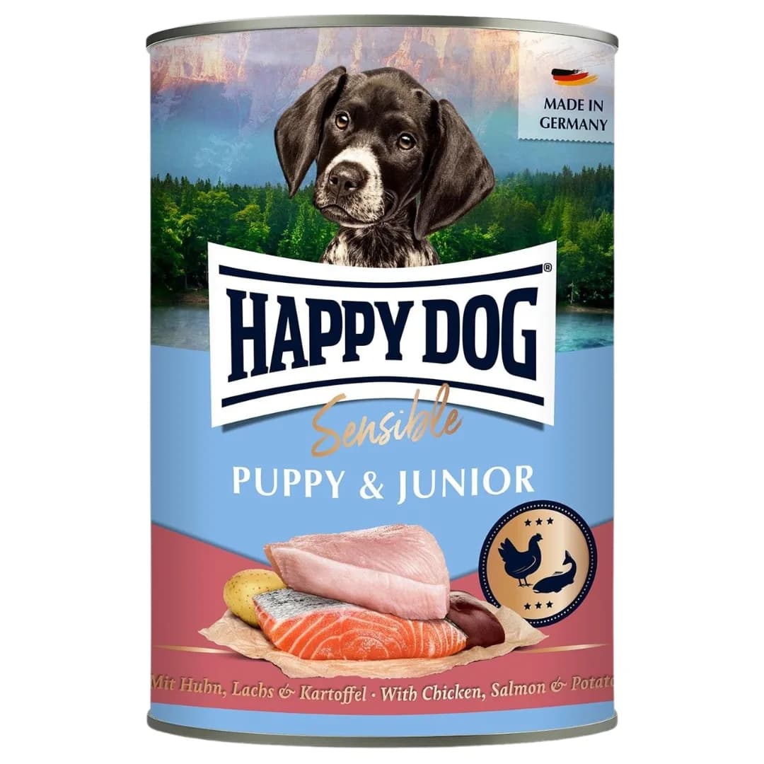 Happy Dog Sensible Puppy & Junior Kurczak, Łosoś i Ziemniaki karma mokra dla szczeniąt