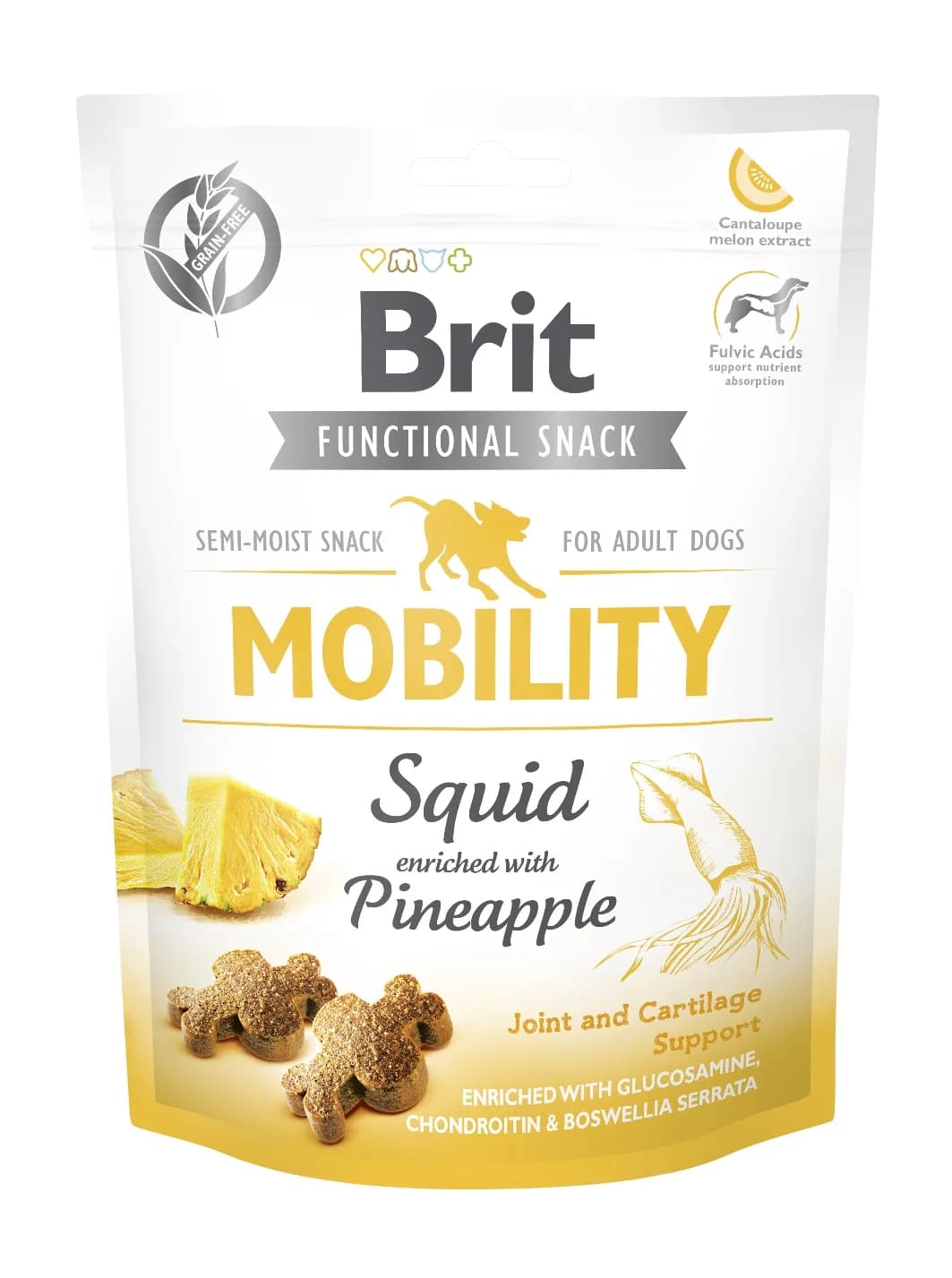 Brit Care FUNCTIONAL SNACK MOBILITY Squid & Pineapple przysmak dla psów z kalmarem 150 g