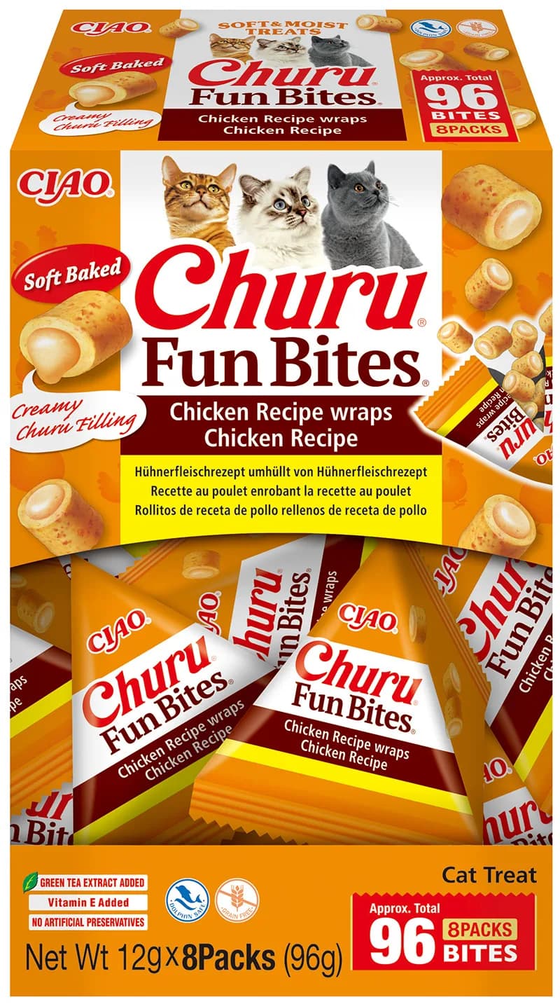 INABA CAT FUN BITES Kurczak – Miękkie kąski dla kota 8 × 12 g (96 g)
