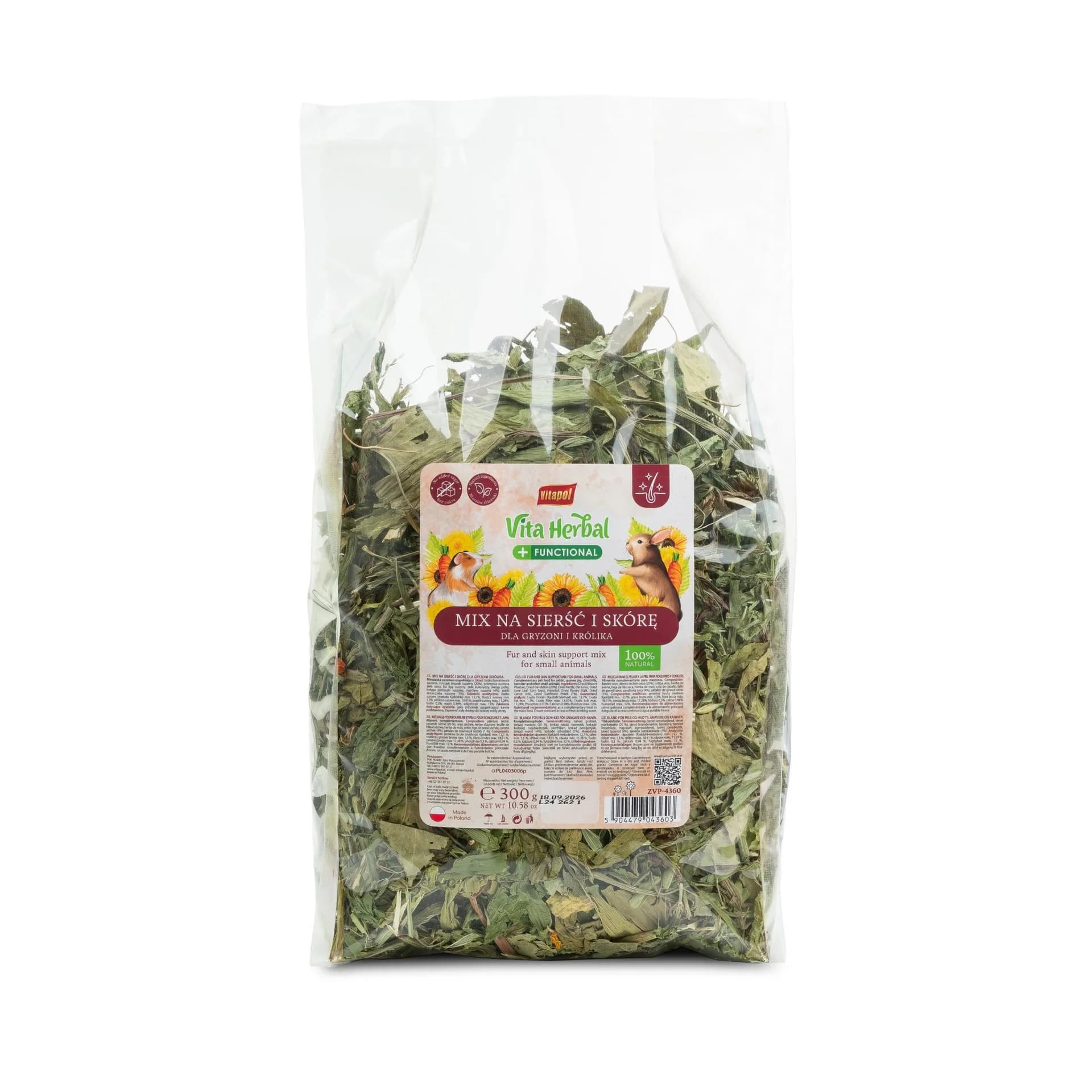 Vitapool Herbal Functional mix na sierść i skórę dla gryzoni i królika 300 g