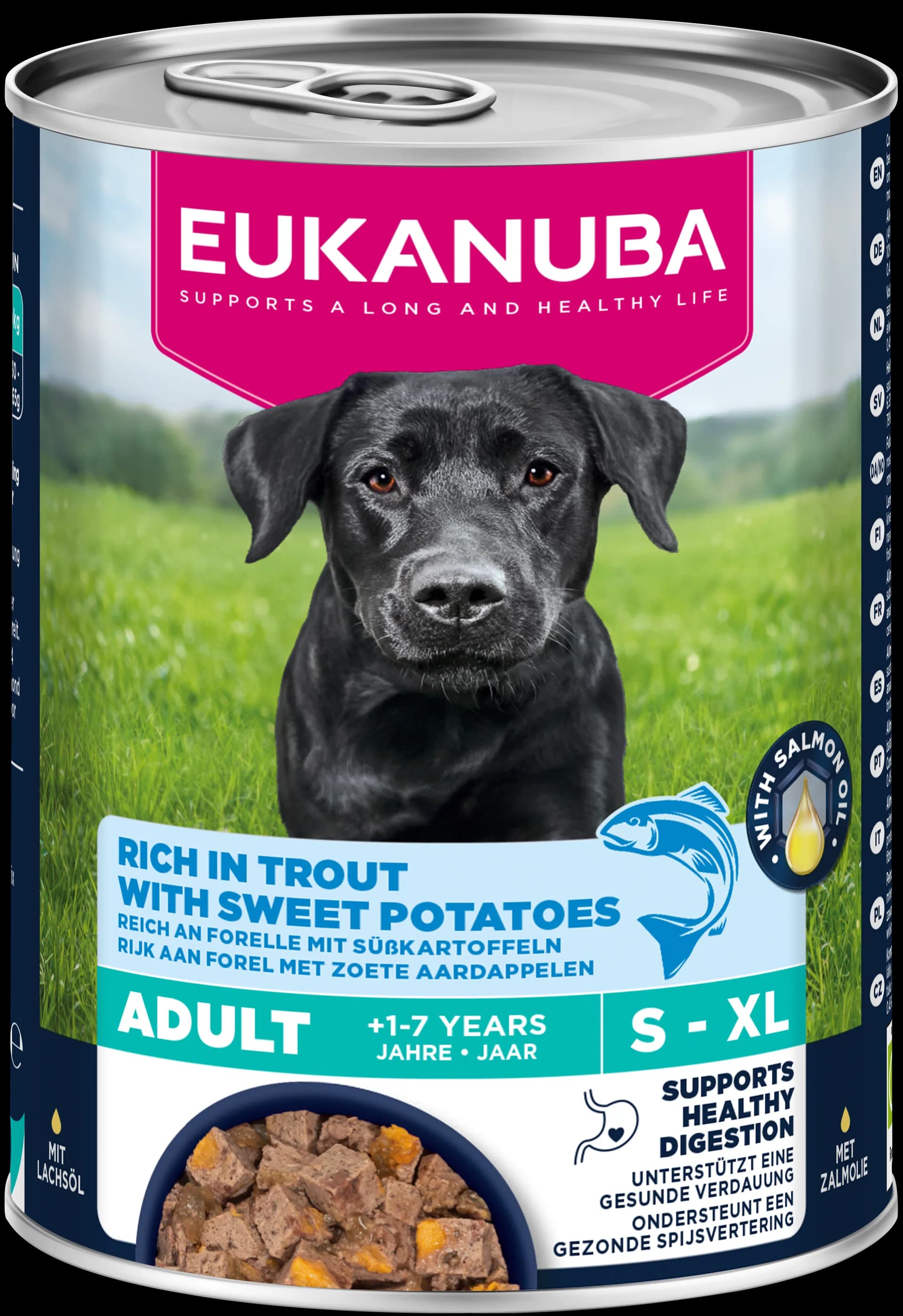 EUKANUBA mokra karma dla psów dorosłych wszystkich ras pstrąg i batat 400 g