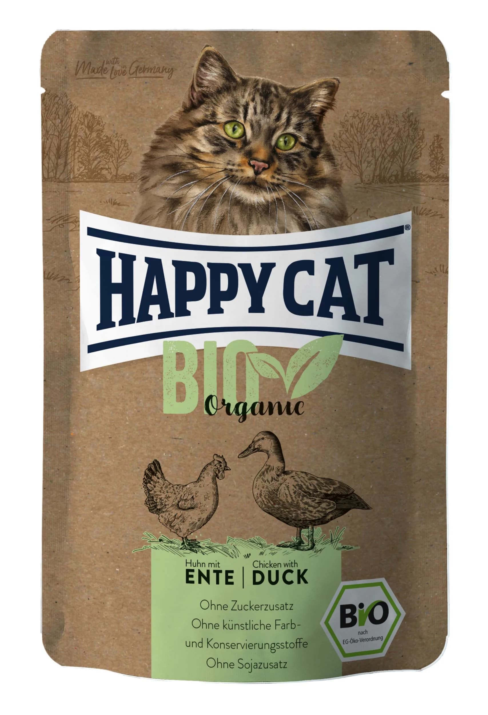 Happy Cat Bio Organic mokra karma dla kotów dorosłych kurczak kaczka 85 g