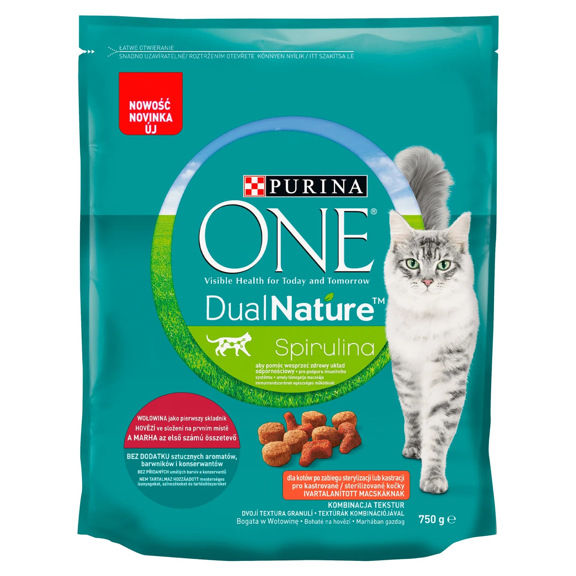 Purina ONE DUAL NATURE Sterilcat Bogata w wołowinę 750 g