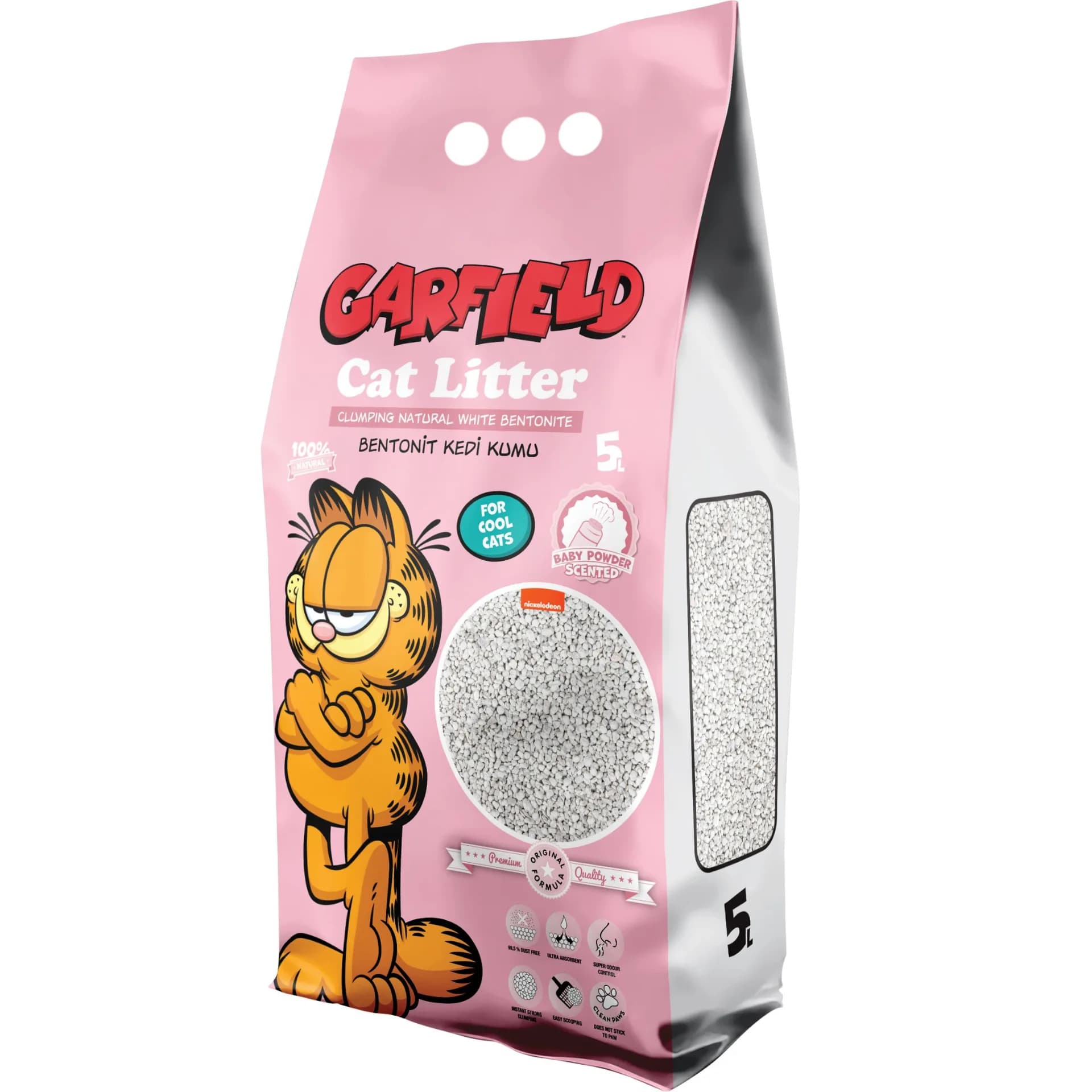 Garfield żwirek bentonit dla kota baby powder - różna pojemność 5 l