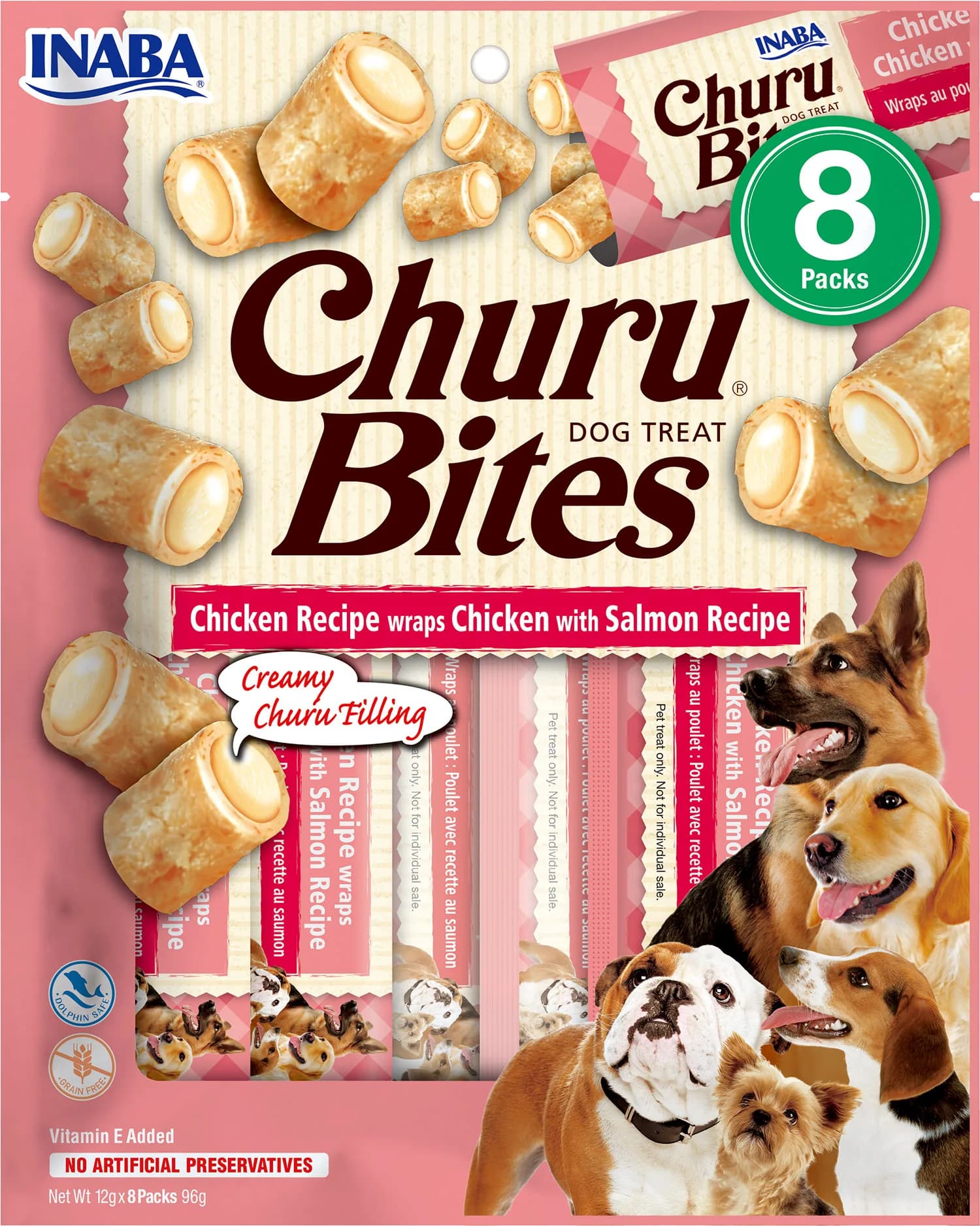 INABA DOG CHURU BITE CHICKEN WR.CHICK&SALMON 8 × 12 g