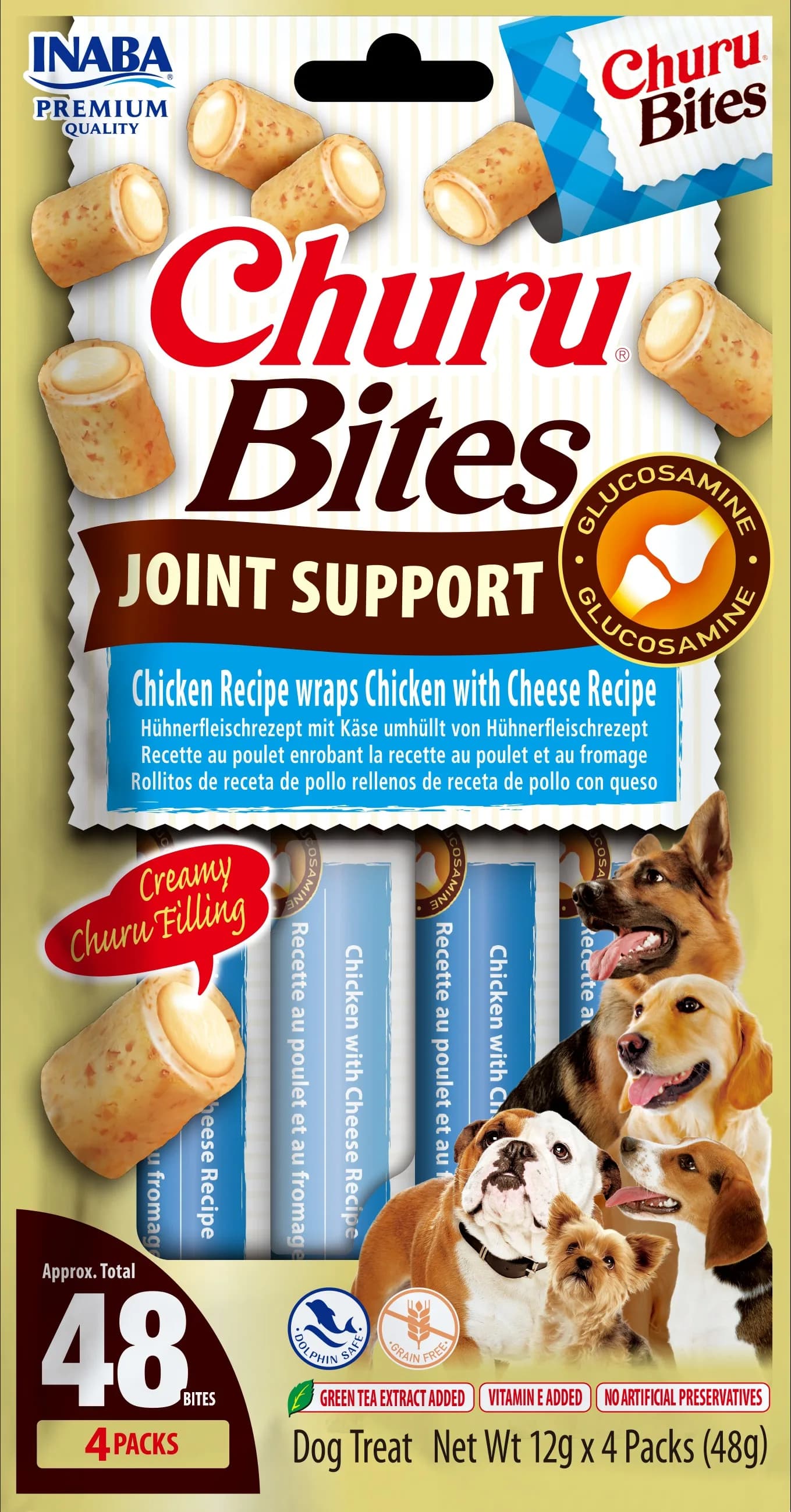 Inaba Dog CHURU Bites Joint Support Chicken & Cheese Przysmak dla psa wspierający stawy 4 × 12 g