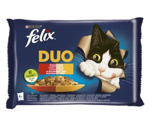 FELIX FANTASTIC DUO Saszetki dla kota Mięso 4 × 85 g