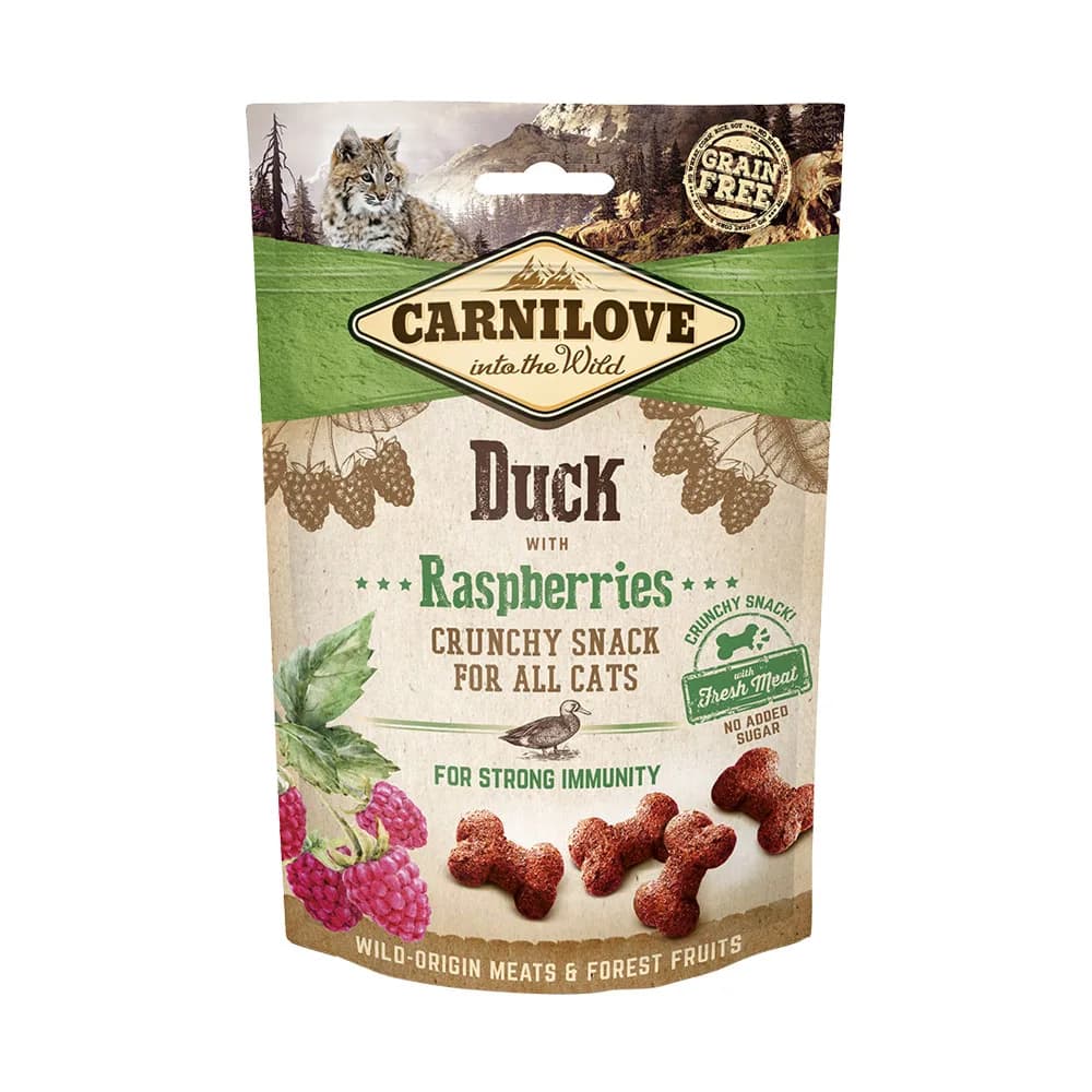 Carnilove Przysmak Crunchy Snack z kaczką i malinami dla kota 50 g