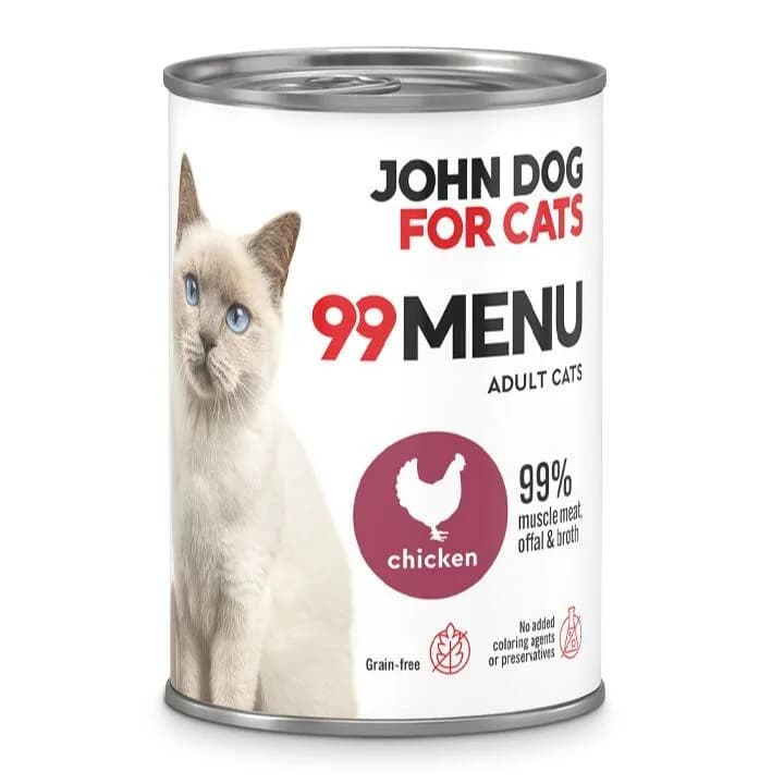 John Dog for Cats 99 MENU karma mokra z kurczakiem dla dorosłych kotów 400 g