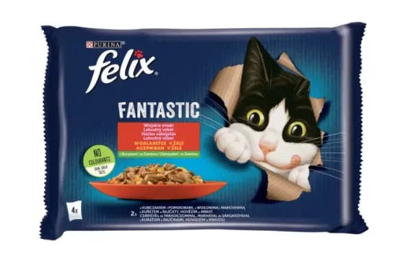 FELIX FANTASTIC Saszetki dla kota Mięso z warzywami 4 × 85 g