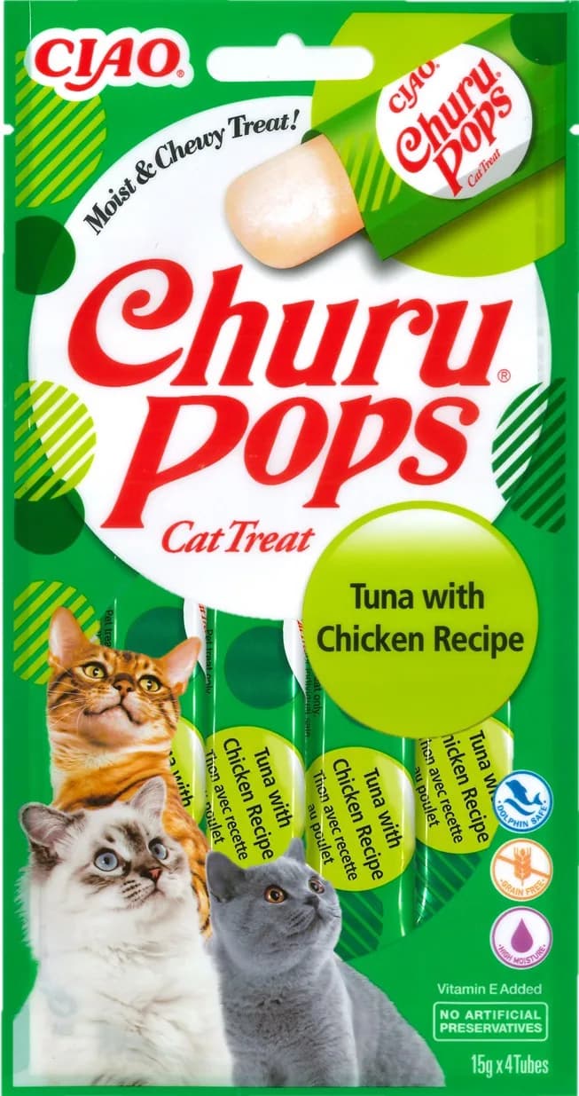 INABA CAT CHURU POPS TUNA CHICKEN 4 × 15 g