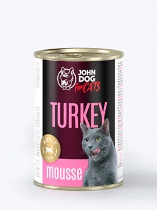 John Dog for Cats Mus karma mokra z indykiem dla dorosłych kotów 400 g