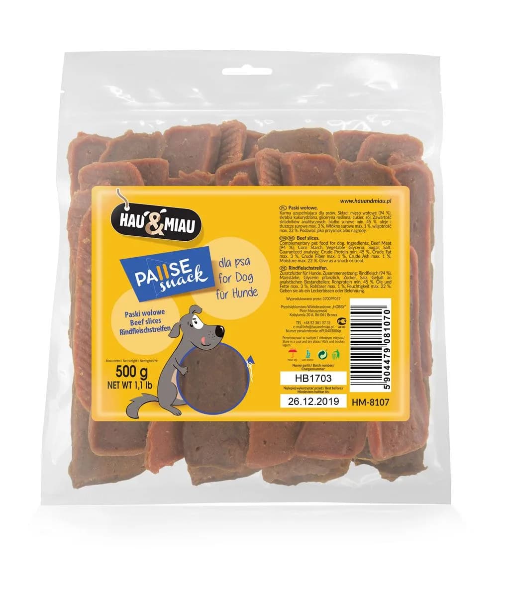 Hau&Miau Paski wołowe dla psa 500 g