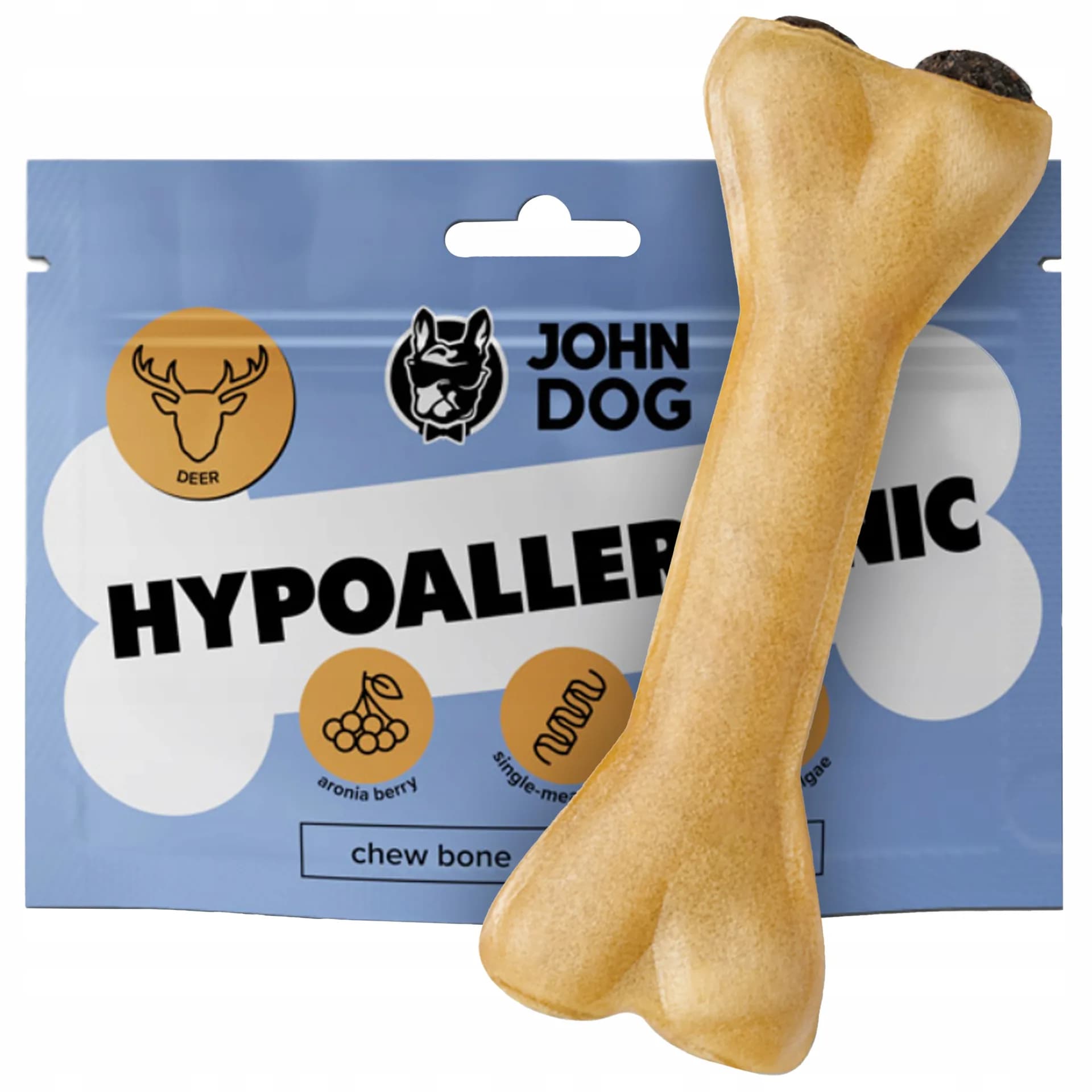 Kość dla Psa JOHN DOG Kość do żucia z JELENIEM Dog Bone HYPOALLERGENIC 12 cm