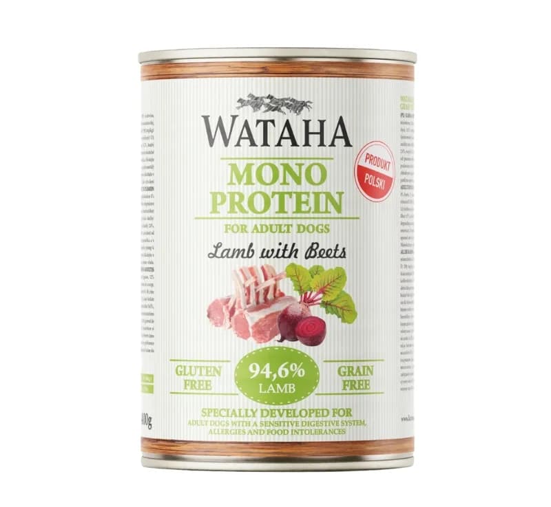 Wataha Mono Protein Adult Dog 94,6% Jagnięcina z Burakami - karma mokra z jagnięciną i burakami dla dorosłych psów 400 g